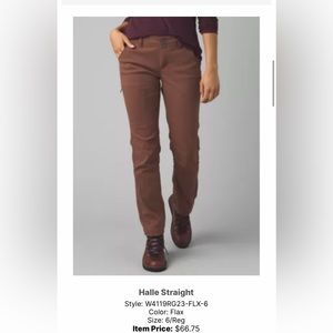 Prana Halle Straight Pant in Flax, Size 6/Reg